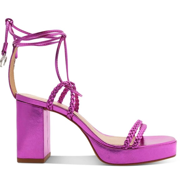 SCHUTZ - LUNAH PLAT LEATHER ANKLE STRAP BLOCK HEELS - Picture 2 of 2